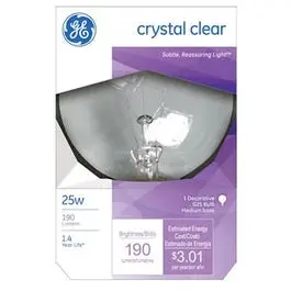 Decorative Globe Light Bulb, Clear, 3-In. Diam., 25-Watts 1