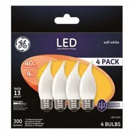Decorative Led Light Bulbs, Frosted, Candelabra, 3.5-Watts, 300 Lumens, 4-Pk. 1