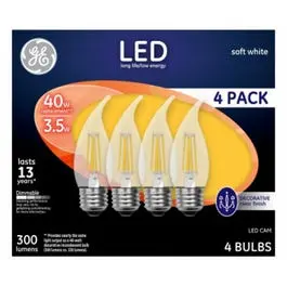 Decorative Led Light Bulbs, Soft White, Clear, 300 Lumens, 3.5-Watts, 4-Pk. 1