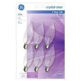 Decorative Light Bulb, Candle Shape, Candelabra Base, 25-Watts, 6-Pk. 1