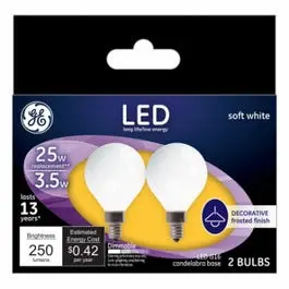 Decorativeled Light Bulbs, Candelabra Base, Soft White, Frosted, 250 Lumens, 3.5-Watts, 2-Pk. 1
