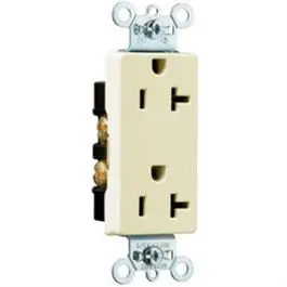 Decorator Duplex Receptacle, Side Wire, Ivory, 20-Amp, 125-Volt 1