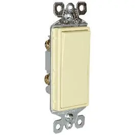 Decorator Light Switch, Single-Pole 15A 120/277V, Ivory 1