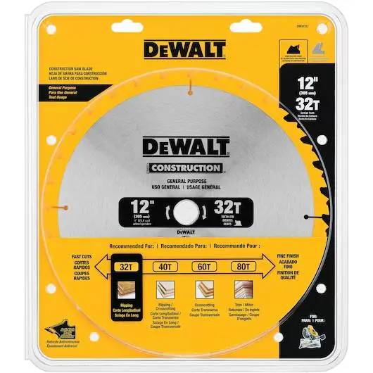 Dewalt 12 In. 32T Construction Miter Saw Blade 1