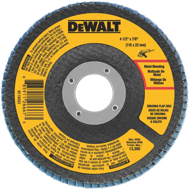 Dewalt 4-1/2 In. X 7/8 In. 80-Grit Type 29 Zirconia Angle Grinder Flap Disc 1