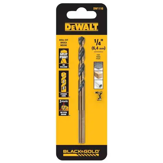 Dewalt Dw1116 Black & Gold Metal Drill Bits 1