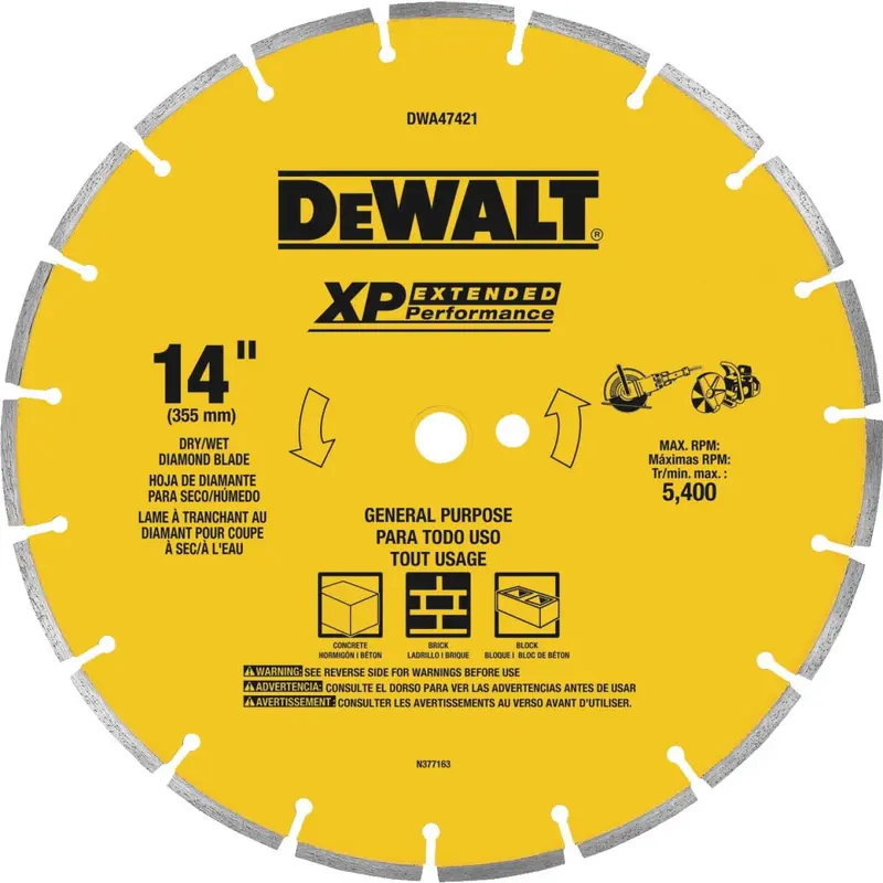 Dewalt Extended Performance 14 In. Segmented Rim Dry/Wet Cut Diamond Blade 1