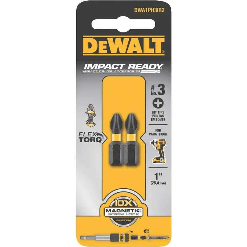 Dewalt Flextorq 1 In. #3 Phillips Insert Impact Screwdriver Bit (2-Pack) 1