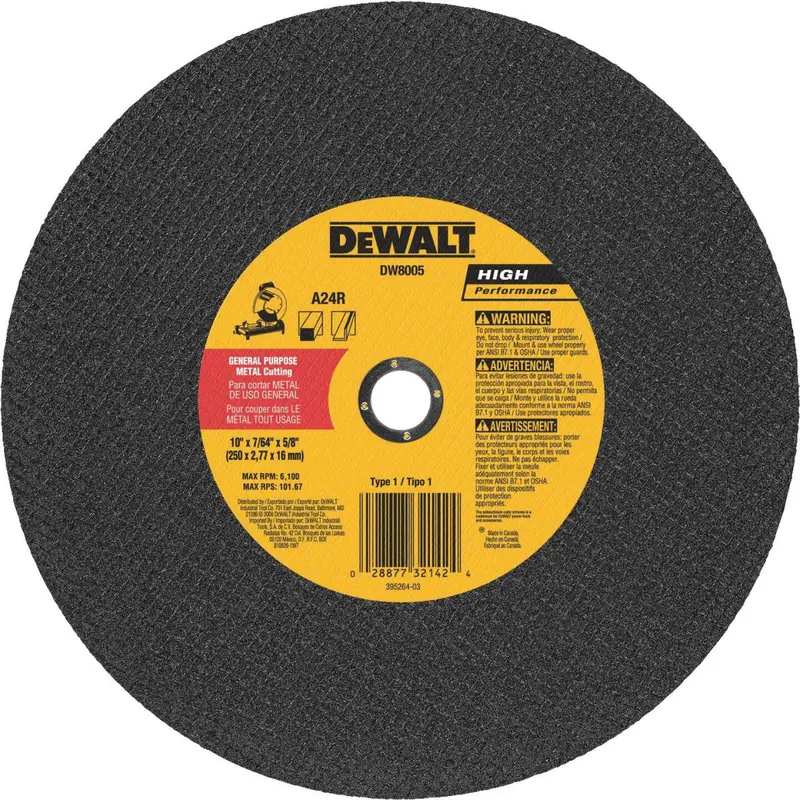 Dewalt Hp Type 1 10 In. X 7/64 In. X 5/8 In. Metal Cut-Off Wheel 1
