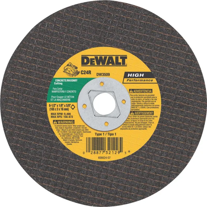 Dewalt Hp Type 1 6-1/2 In. X 1/8 In. X 5/8 In. Masonry Cut-Off Wheel 1