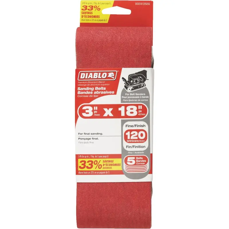 Diablo 3 In. X 18 In. 120 Grit General Purpose Sanding Belt (5-Pack) 1