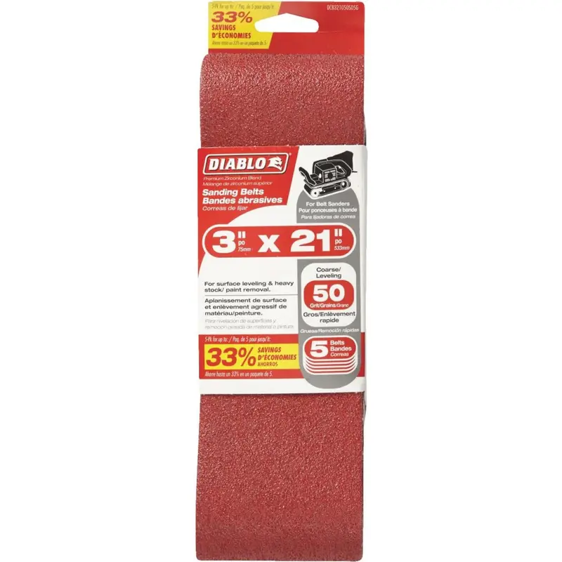 Diablo 3 In. X 21 In. 50 Grit General Purpose Sanding Belt (5-Pack) 1
