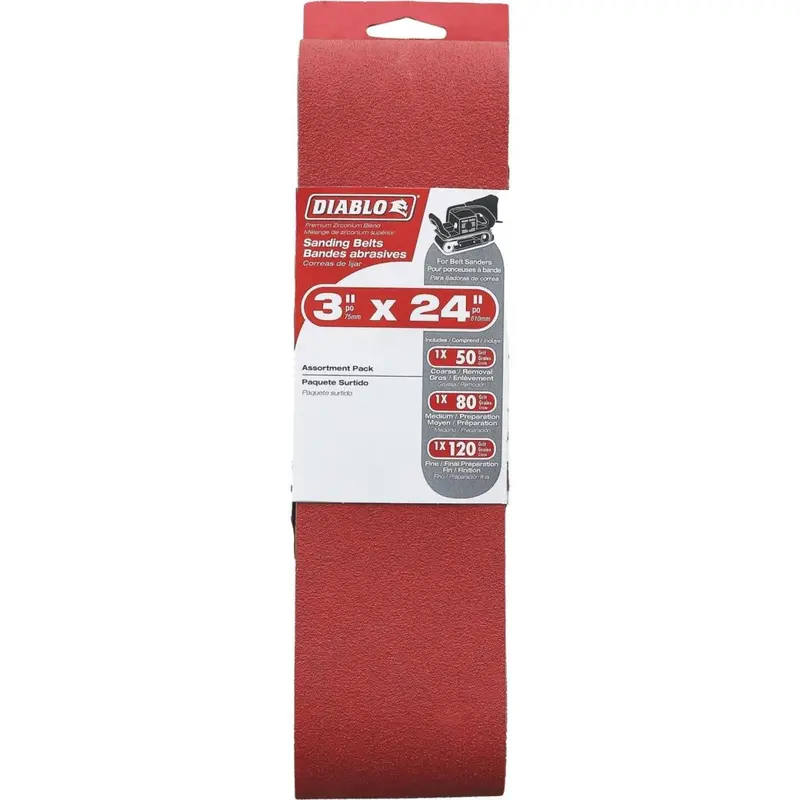 Diablo 3 In. X 24 In. 50/80/120 Grit General Purpose Sanding Belt (3-Pack) 1