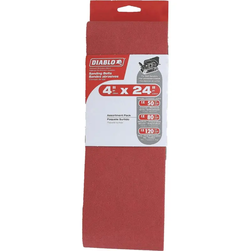 Diablo 4 In. X 24 In. 50/80/120 Grit General Purpose Sanding Belt (3-Pack) 1