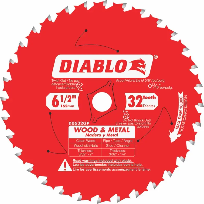 Diablo 6-1/2 In. 32-Tooth Wood & Metal Circular Saw Blade 1
