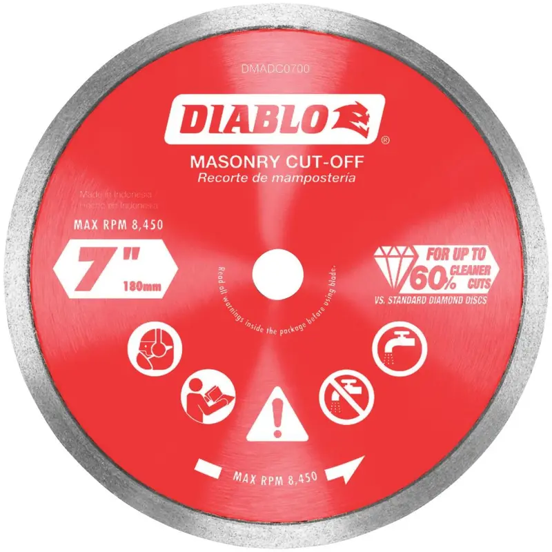 Diablo 7 In. Diamond Continuous Rim Dry/Wet Cut Diamond Blade 1