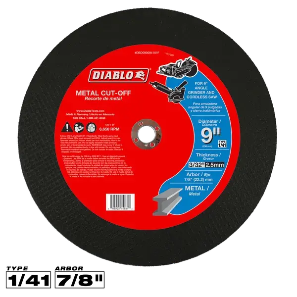 Diablo Dbd090094101f 9" Metal Cut-Off Disc 1