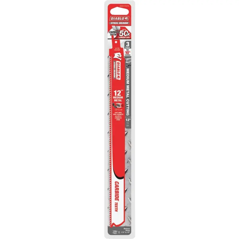Diablo Steel Demon 12 In. 10 Tpi Carbide Medium Metal Reciprocating Saw Blade (3-Pack) 1