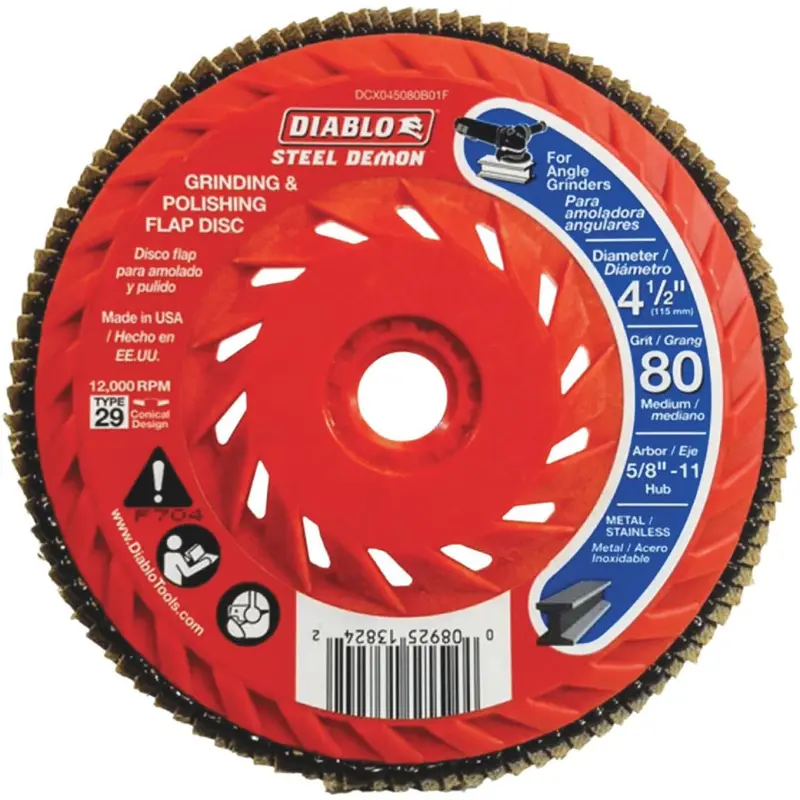 Diablo Steel Demon 4-1/2 In. X 5/8 In.-11 80-Grit Type 29 Angle Grinder Flap Disc With Hub 1