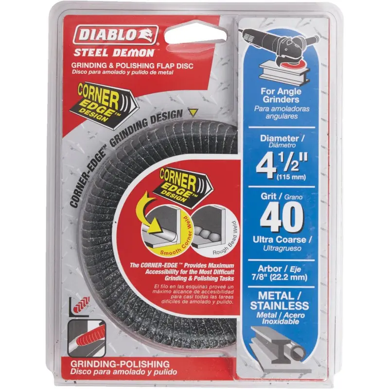 Diablo Steel Demon 4-1/2 In. X 7/8 In. 40-Grit Type 29 Corner-Edge Angle Grinder Flap Disc 1