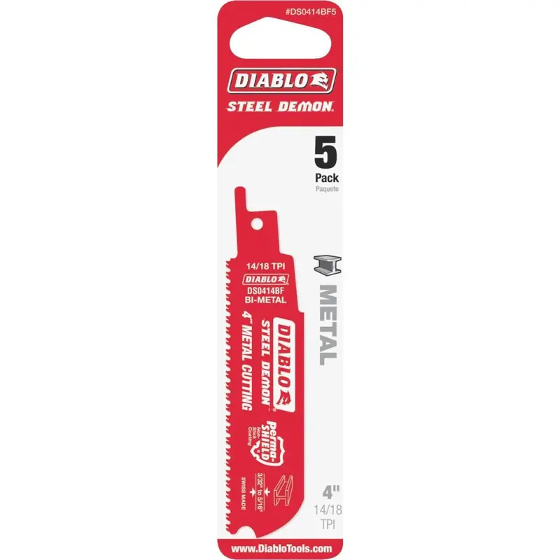 Diablo Steel Demon 4 In. 14/18 Tpi Medium Metal Reciprocating Saw Blade (5-Pack) 1