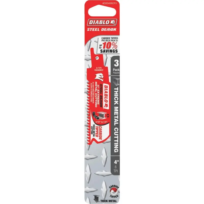 Diablo Steel Demon 4 In. 8 Tpi Carbide Thick Metal Reciprocating Saw Blade (3-Pack) 1