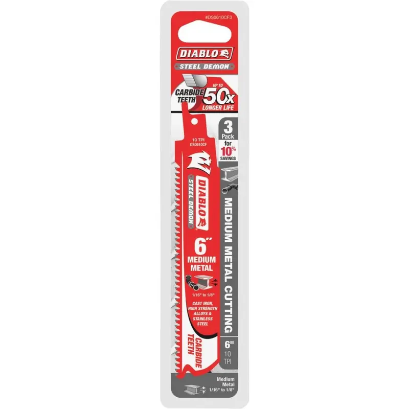 Diablo Steel Demon 6 In. 10 Tpi Carbide Medium Metal Reciprocating Saw Blade (3-Pack) 1