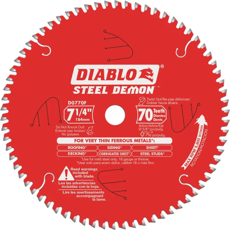 Diablo Steel Demon 7-1/4 In. 70-Tooth Thin Ferrous Metals Circular Saw Blade 1