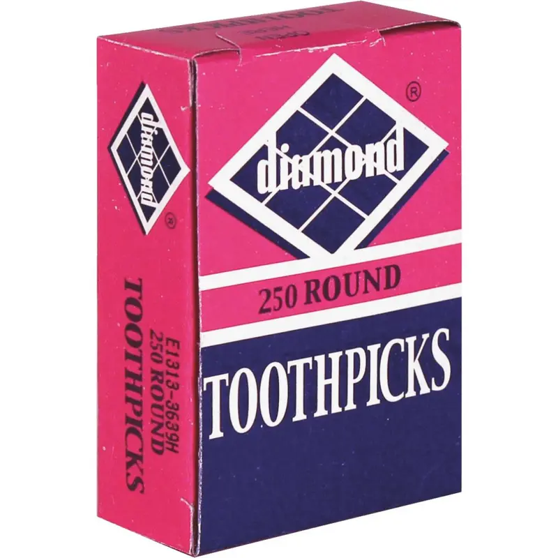 Diamond Round Wood Toothpicks (250-Count) 1
