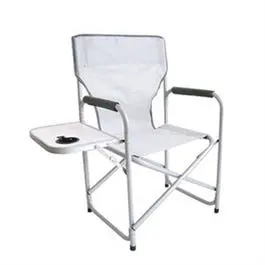Directors Chair With Side Table, Gray Aluminum Frame & Fabric 1