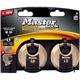 Disc Lock Keyed Padlocks, 2-Pack, 2-3/4-In. 1