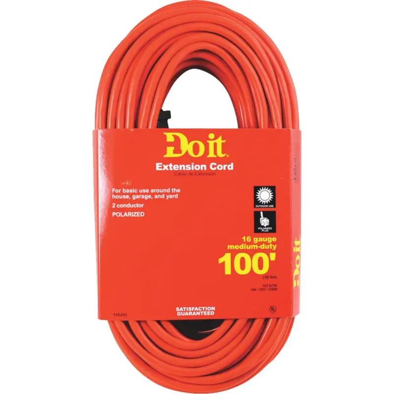 Do It 100 Ft. 16/2 Polarized Outdoor Extension Cord 1
