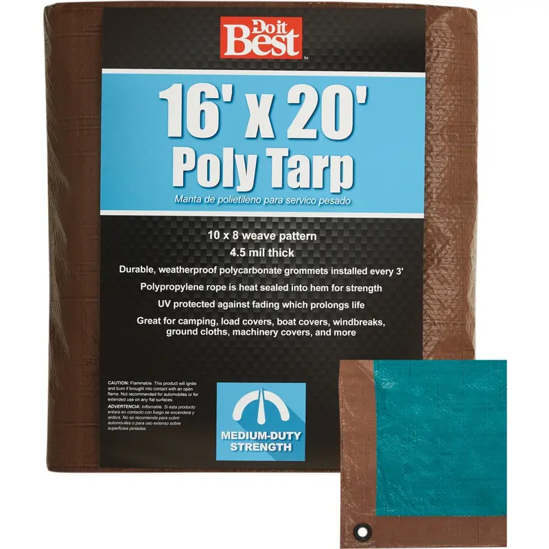Do It Best 1 Side Green/1 Side Brown Woven 16 Ft. X 20 Ft. Medium Duty Poly Tarp 1