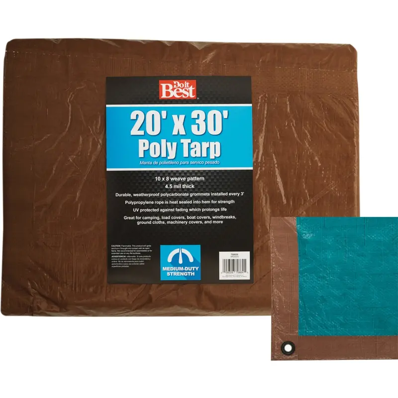 Do It Best 1 Side Green/1 Side Brown Woven 20 Ft. X 30 Ft. Medium Duty Poly Tarp 1