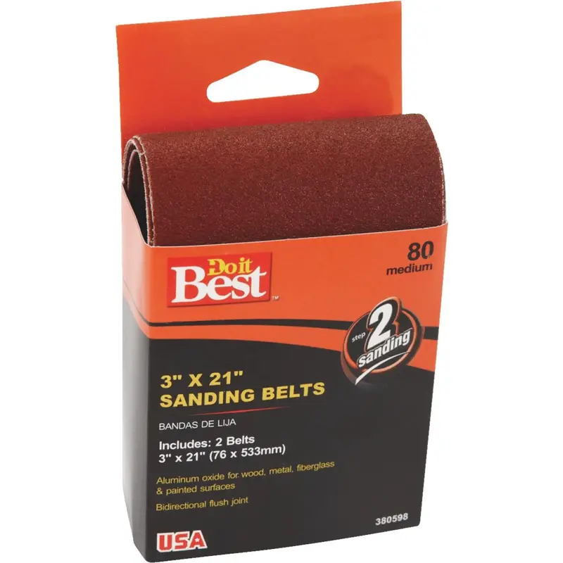 Do It Best 3 In. X 21 In. 80 Grit Heavy-Duty Sanding Belt (2-Pack) 1
