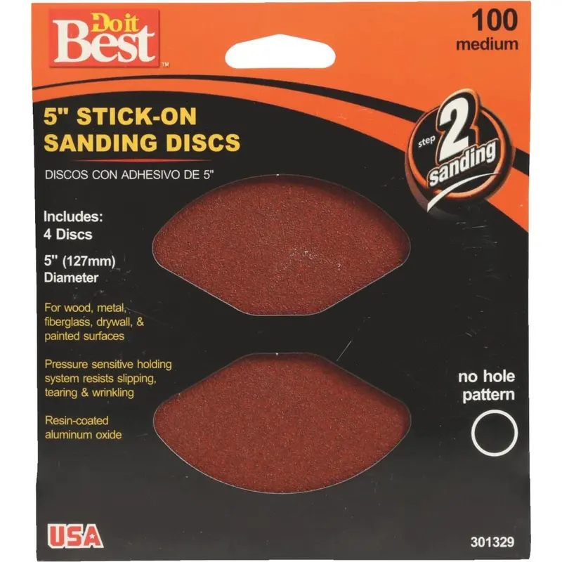 Do It Best 5 In. 100 Grit Stick-On Sanding Disc (4-Pack) 1