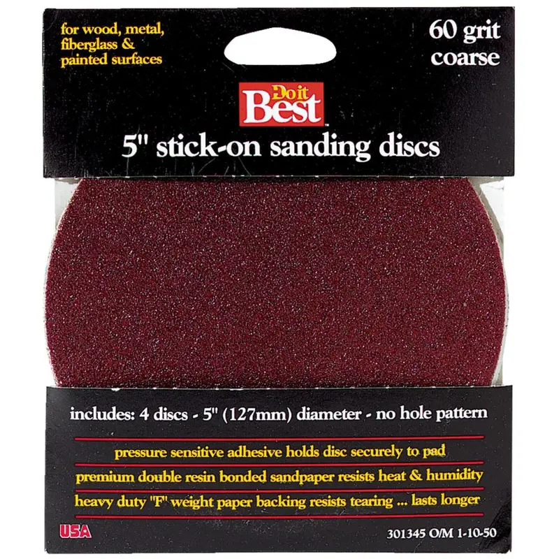 Do It Best 5 In. 60 Grit Stick-On Sanding Disc (4-Pack) 1