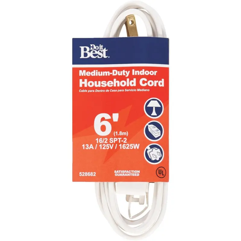 Do It Best 6 Ft. 16/2 White Cube Tap Extension Cord 1
