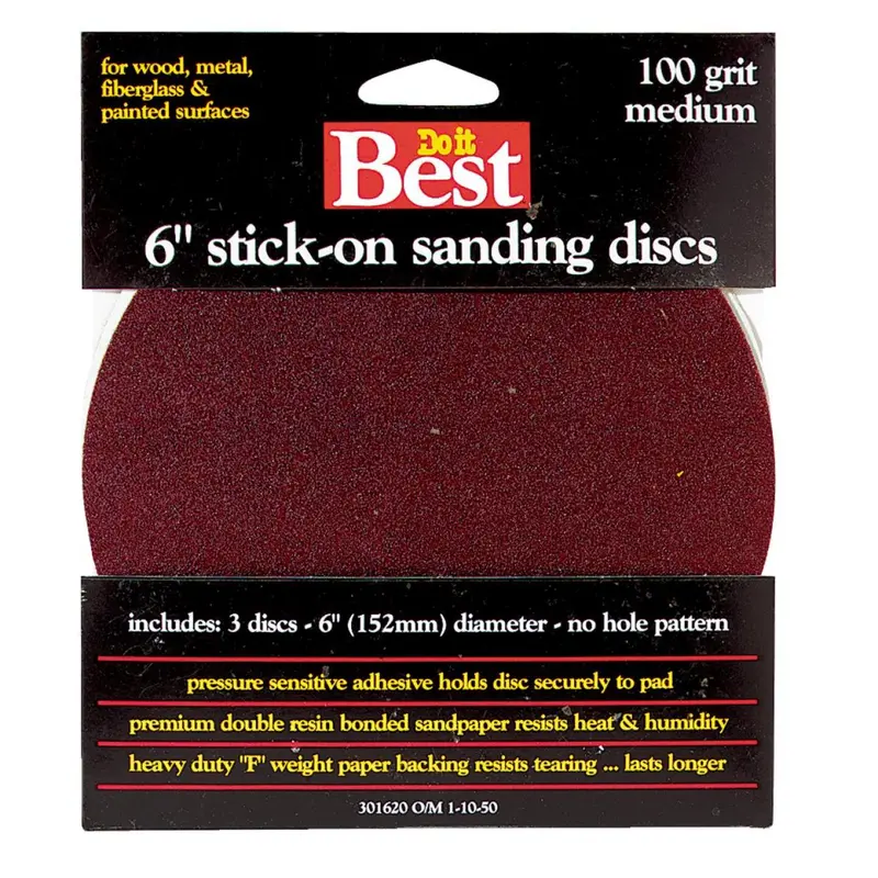 Do It Best 6 In. 100 Grit Stick-On Sanding Disc (3-Pack) 1