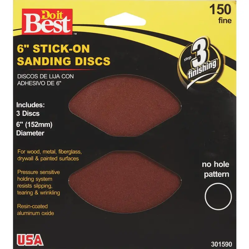 Do It Best 6 In. 150 Grit Stick-On Sanding Disc (3-Pack) 1
