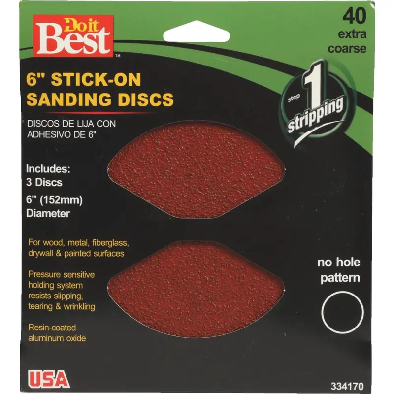 Do It Best 6 In. 40 Grit Stick-On Sanding Disc (3-Pack) 1