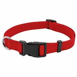 Dog Collar, Adjustable, Red Nylon, Quadlock Buckle, 1 X 18 To 26-In. 1