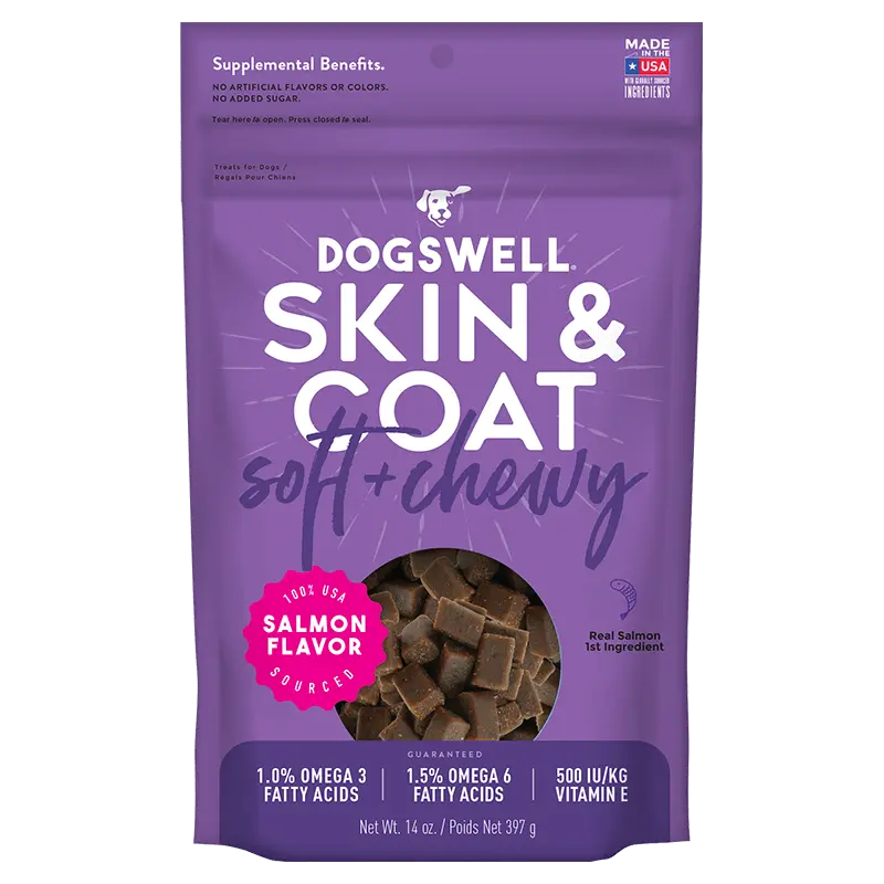 Dogswell Soft & Chewy Skin & Coat Salmon Dog Treats 1