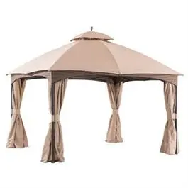 Domed Gazebo, Netting + Curtains, 10X10-Ft. 1