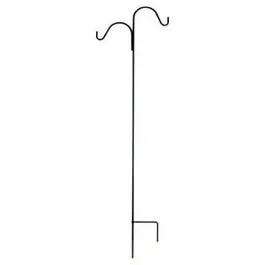 Double Offset Shepherds Hook, Powder-Coated Black Steel, 84-In. 1