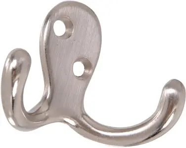 Double Satin Nickel Clothes Hook 1