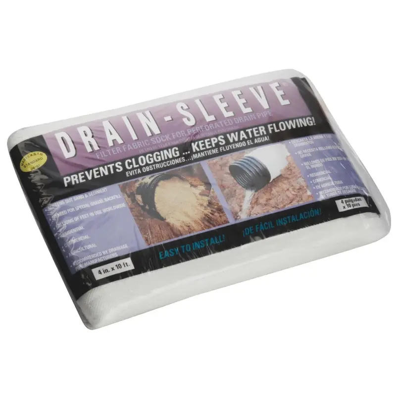 Drain-Sleeve 4 In. W X 10 Ft. L Fabric Drain Guard Sock 1