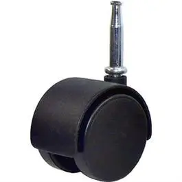 Dual Wheel Caster, Black With Wood Stem, 2-In., 2-Pk. 1