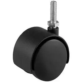Dual-Wheel Caster, Threaded Stem, Black, 2-In. 1