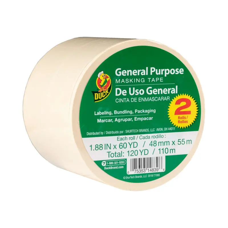 Duck® Brand General Purpose Masking Tape - Beige, 2 Pk, 1.88 In. X 60 Yd. 1